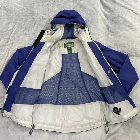 LL Bean Hooded Zip Up Rain Jacket Womens Size Small Goretex Windbreaker Stowaway - Picture 10 of 15